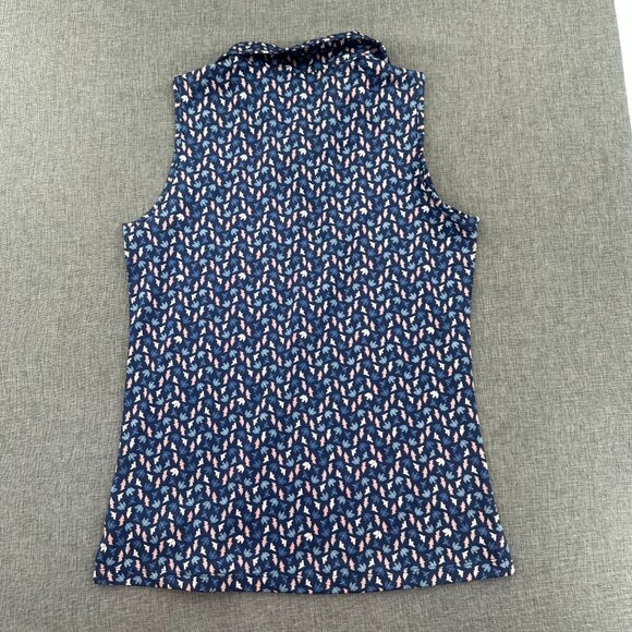 Coby Stevens Womens Golf Tank top Collared Medium Birds Print Blue Peach - Picture 8 of 10